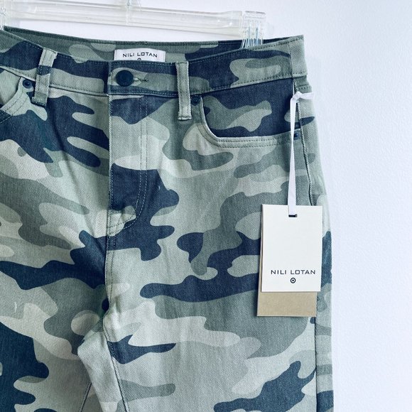 Nili Lotan Womens Jeans Size 4 Green Camo Print High Rise Ankle Skinny Pants New - Picture 2 of 10